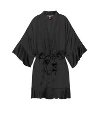 Халат Victoria’s Secret Satin BLACK Flounce Kimono