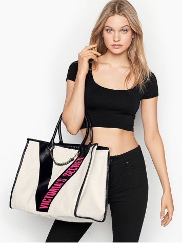 ПЛЯЖНА СУМКА RIBBON LOGO CITY TOTE Вікторія Сікрет WHITE