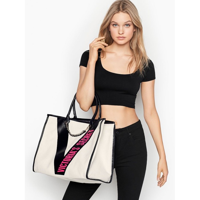 ПЛЯЖНА СУМКА RIBBON LOGO CITY TOTE Вікторія Сікрет WHITE