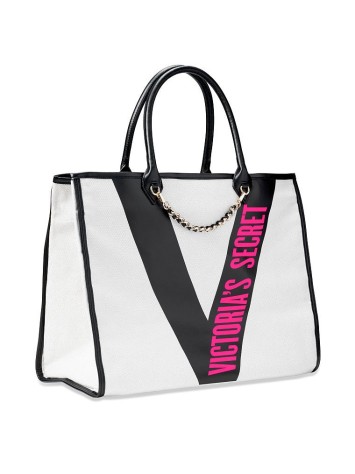 ПЛЯЖНА СУМКА RIBBON LOGO CITY TOTE Вікторія Сікрет WHITE