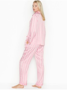 Рожева піжама Victoria's Secret у смужку The Satin PJ Set PINK SCRIPT STRIPE