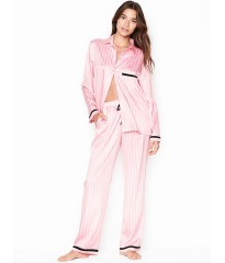 Рожева піжама в смужку Victoria's Secret Signature Stripes The Satin PJ Set