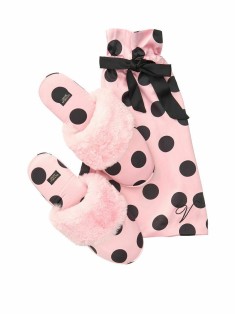 Домашні капці Victoria's Secret Slippers PINK Black Dot