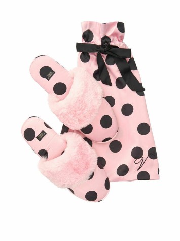 Домашні капці Victoria's Secret Slippers PINK Black Dot