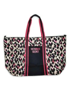 ПЛЯЖНА СУМКА VICTORIAS SECRET TOTE WEEKENDER BAG - WILD LEOPARD PINK PRINT