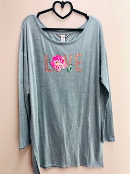 Ночная рубашка Victoria’s Secret серая print LOVE
