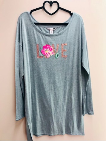 Нічна сорочка Victoria's Secret сіра print LOVE