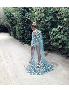 ТУНІКА З метеликами - LA MAREE - LONG - BLUE - ONE SIZE(р)
