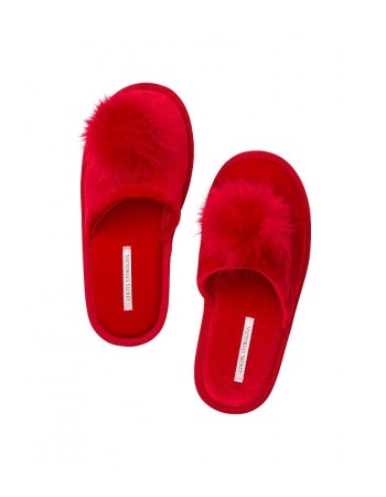 Домашние тапочки Victoria’s Secret Slippers pom-pon красные